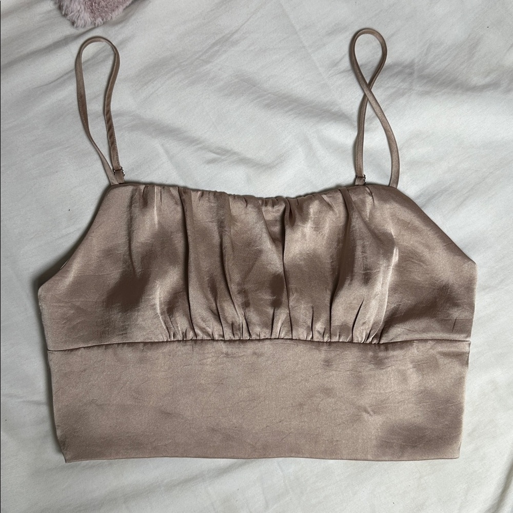 Satin Sleeveless Top in Taupe Wilfred